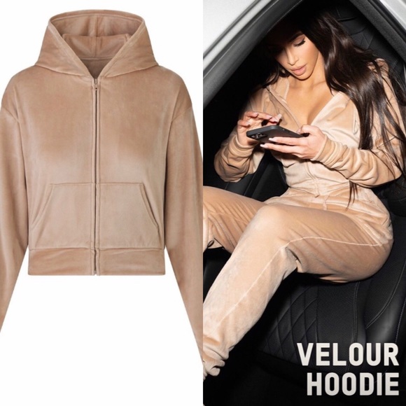 SKIMS Tops - SKIMS Velour Hoodie XL Honey NWT